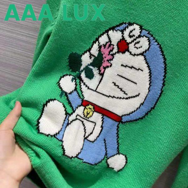 Replica Gucci Women Doraemon x Gucci Wool Sweater Green Wool Crewneck 6