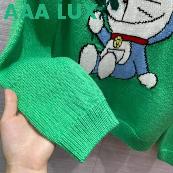 Replica Gucci Women Doraemon x Gucci Wool Sweater Green Wool Crewneck 7