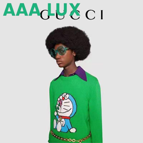 Replica Gucci Women Doraemon x Gucci Wool Sweater Green Wool Crewneck 13