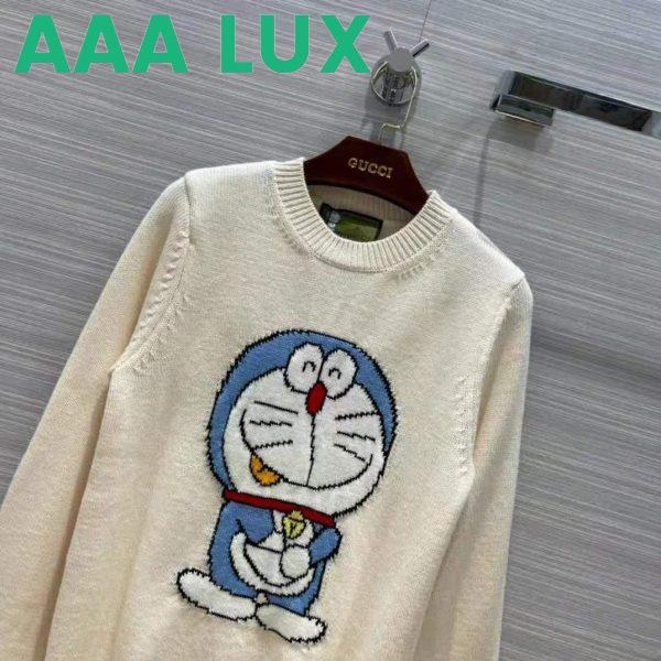 Replica Gucci Women Doraemon x Gucci Wool Sweater White Crewneck 3