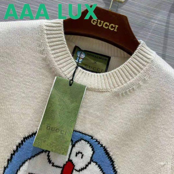 Replica Gucci Women Doraemon x Gucci Wool Sweater White Crewneck 6