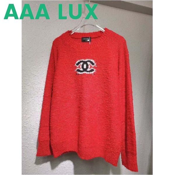 Replica Chanel Women Pullover Wool and Mixed Fibers & Cashmere Sweater-Red 3