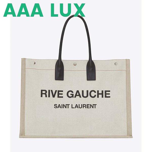 Replica Saint Laurent YSL Women Rive Gauche Tote Bag Linen Leather 2
