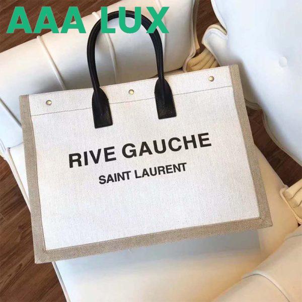 Replica Saint Laurent YSL Women Rive Gauche Tote Bag Linen Leather 3