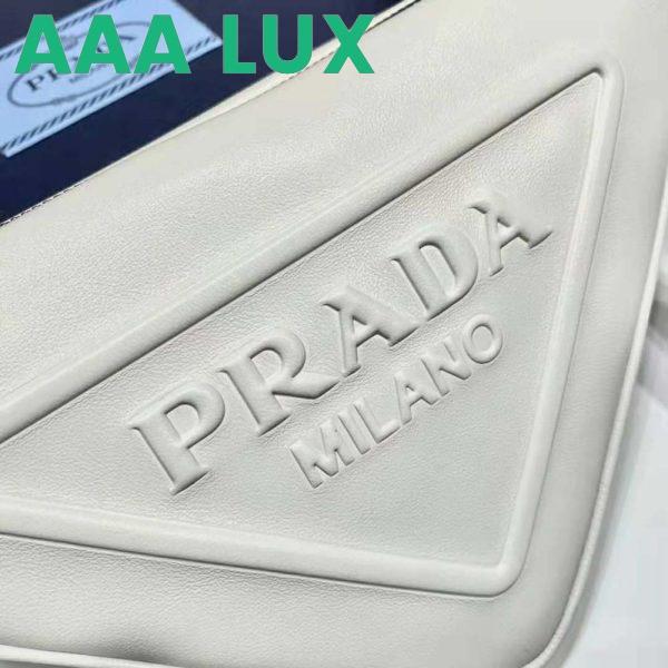 Replica Prada Women Leather Triangle Leather Pouch-White 9