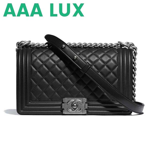 Replica Chanel Boy Chanel Handbag in Calfskin & Ruthenium-Finish Metal-Black