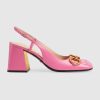 Replica Gucci GG Women’s Mid-Heel Slingback with Horsebit Pink Leather 6 cm Heel