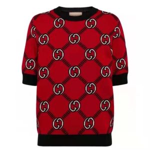 Replica Gucci Women GG Reversible Interlocking G Wool Sweater Crewneck Short Sleeves 2