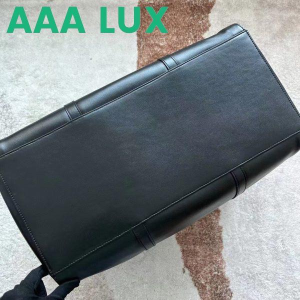 Replica Gucci Unisex Large Tote Bag Tonal Double G Black Leather Original GG Canvas 7