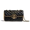 Replica Chanel Women Small Flap Bag in Metallic Lambskin Leather-Black