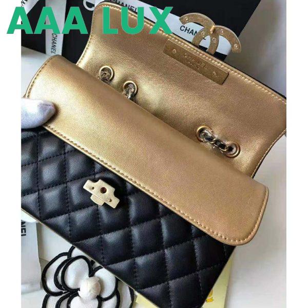 Replica Chanel Women Small Flap Bag in Metallic Lambskin Leather-Black 7