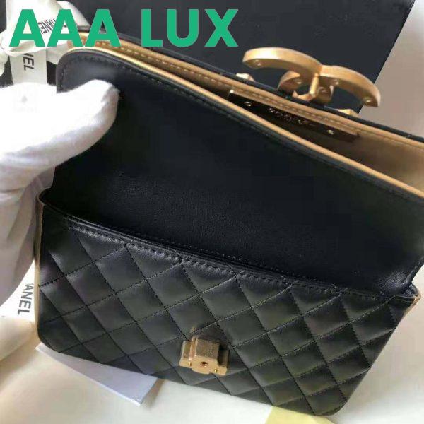 Replica Chanel Women Small Flap Bag in Metallic Lambskin Leather-Black 9