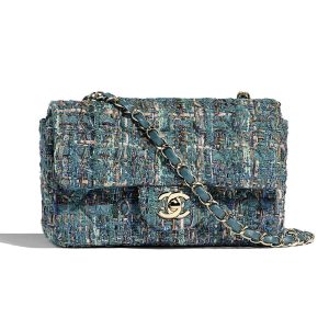 Replica Chanel Women Mini Flap Bag in Tweeds & Fabrics-Blue 2