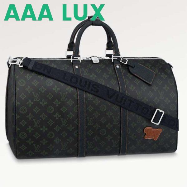 Replica Louis Vuitton LV Unisex Keepall Bandoulière 50 Travel Bag Dark Green Monogram Coated Canvas