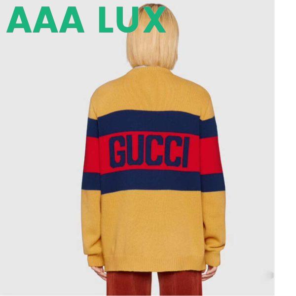 Replica Gucci Men Gucci 100 Wool Sweater Yellow Wool Blue Red Web 100 Intarsia 13