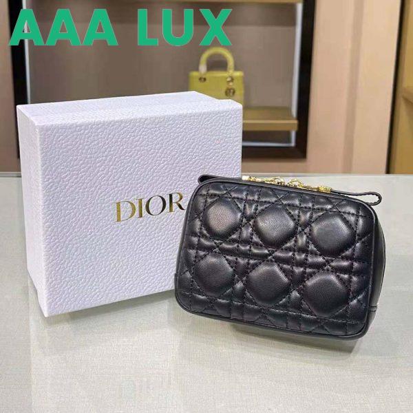 Replica Dior Women Small Dior Caro Zipped Pouch Black Cannage Lambskin 5