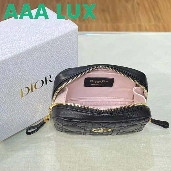 Replica Dior Women Small Dior Caro Zipped Pouch Black Cannage Lambskin 7