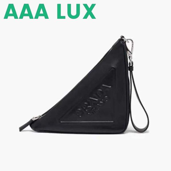 Replica Prada Women Leather Triangle Leather Pouch-Black