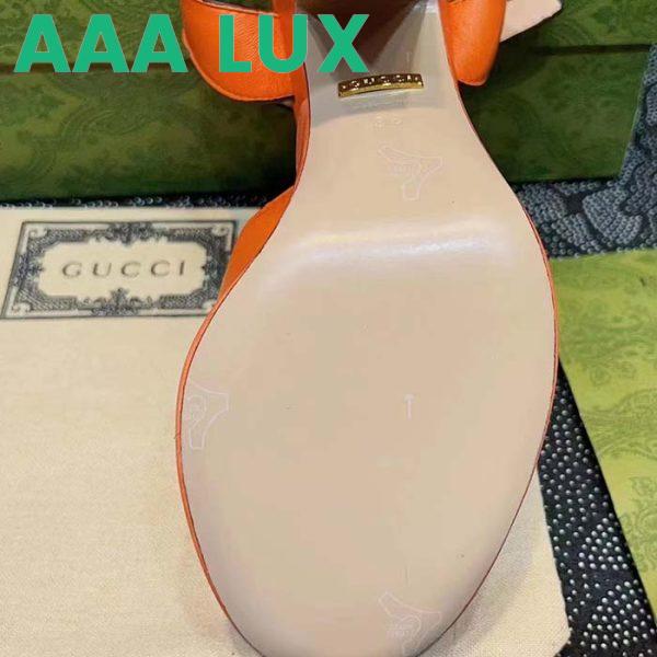 Replica Gucci Women GG Interlocking G Sandal Orange Leather Wooden High 12 Cm Heel 7