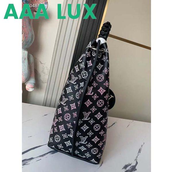 Replica Louis Vuitton LV Women Carmel Hobo Bag Black Perforated Mahina Calf Leather 7