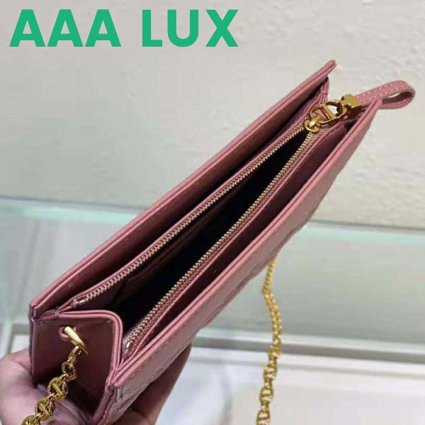 Replica Dior Women Caro Zipped Pouch with Chain Cedar Pink Supple Cannage Calfskin 8