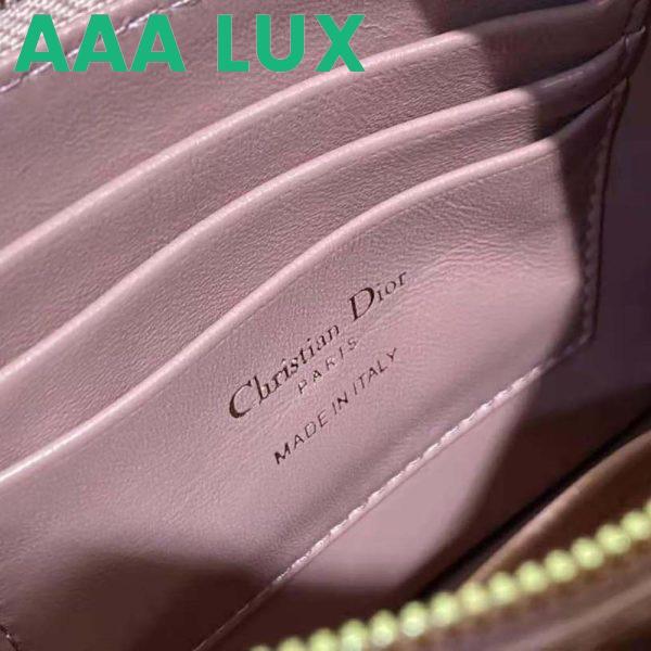 Replica Dior Women Caro Zipped Pouch with Chain Cedar Pink Supple Cannage Calfskin 11