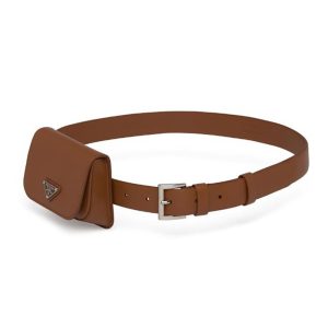 Replica Prada Women Leather Belt With a Hybrid Multifunctional Design-Brown