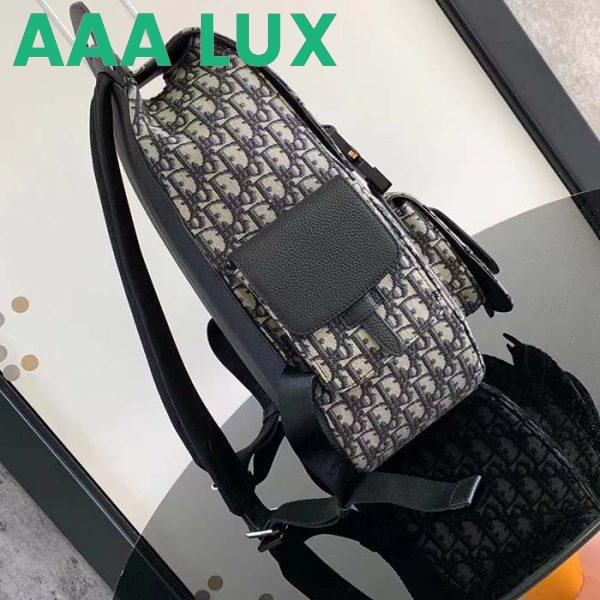 Replica Dior CD Unisex Maxi Gallop Backpack Beige Black Dior Oblique Jacquard Black Grained Calfskin 6