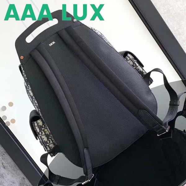 Replica Dior CD Unisex Maxi Gallop Backpack Beige Black Dior Oblique Jacquard Black Grained Calfskin 7