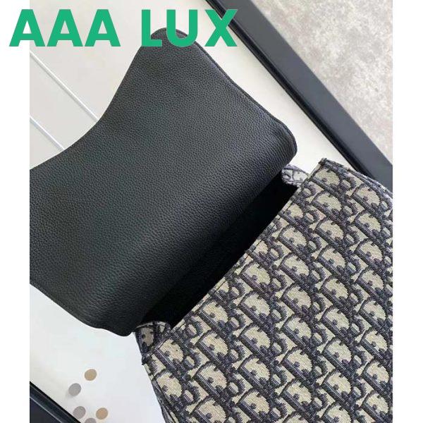 Replica Dior CD Unisex Maxi Gallop Backpack Beige Black Dior Oblique Jacquard Black Grained Calfskin 8