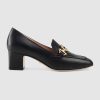 Replica Gucci Women Gucci Zumi Leather Mid-Heel Loafer with Interlocking G Horsebit in 5.6 cm Height-White 13