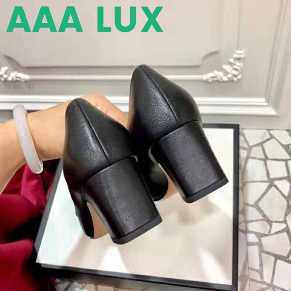 Replica Gucci Women Gucci Zumi Leather Mid-Heel Loafer with Interlocking G Horsebit in 5.6 cm Height-Black 10