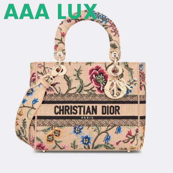 Replica Dior Women CD Medium Lady D-Lite Bag Multicolor Raffia Embroidered Petites Fleurs