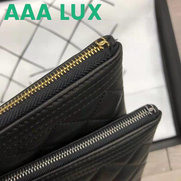 Replica Chanel Unisex Boy Chanel Large Pouch in Lambskin Leather-Black 7