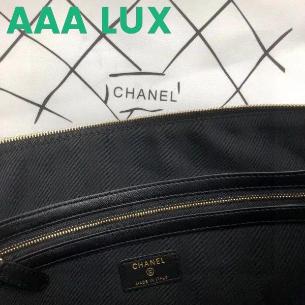 Replica Chanel Unisex Boy Chanel Large Pouch in Lambskin Leather-Black 9