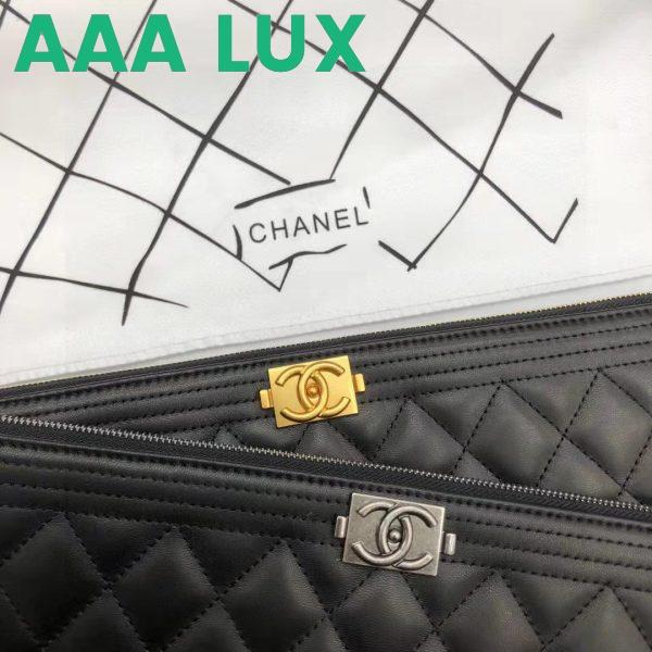 Replica Chanel Unisex Boy Chanel Large Pouch in Lambskin Leather-Black 10