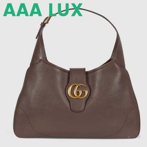 Replica Gucci Women Aphrodite Medium Shoulder Bag Brown Soft Leather