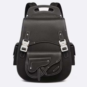 Replica Dior CD Unisex Maxi Gallop Backpack Black Grained Calfskin