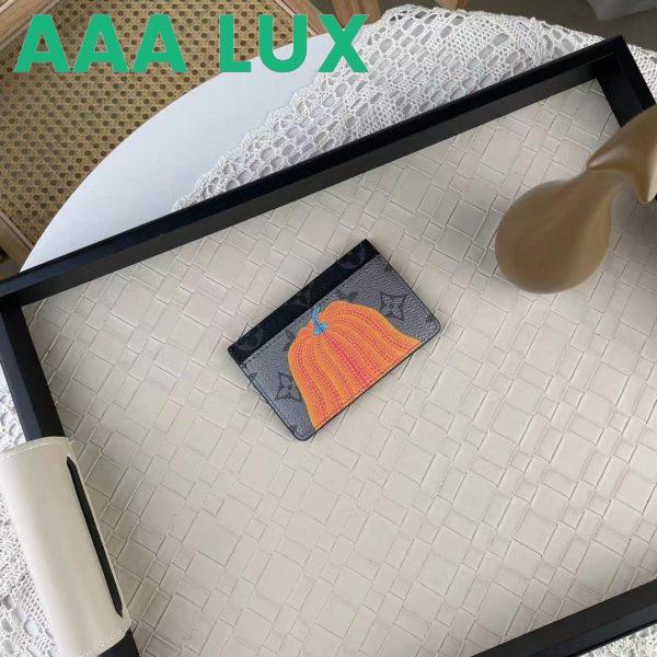Replica Louis Vuitton Unisex LV x YK Porte Carte Simple Monogram Eclipse Reverse Coated Canvas Pumpkin 4