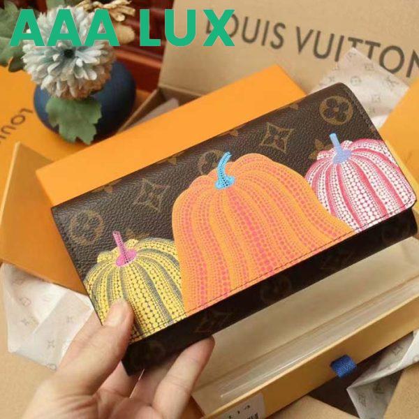 Replica Louis Vuitton Unisex LV x YK Sarah Wallet Monogram Coated Canvas Pumpkin Print 3