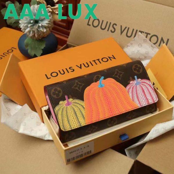 Replica Louis Vuitton Unisex LV x YK Sarah Wallet Monogram Coated Canvas Pumpkin Print 4