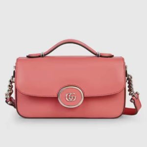 Replica Gucci Women Petite GG Mini Shoulder Bag Pink Leather Double G