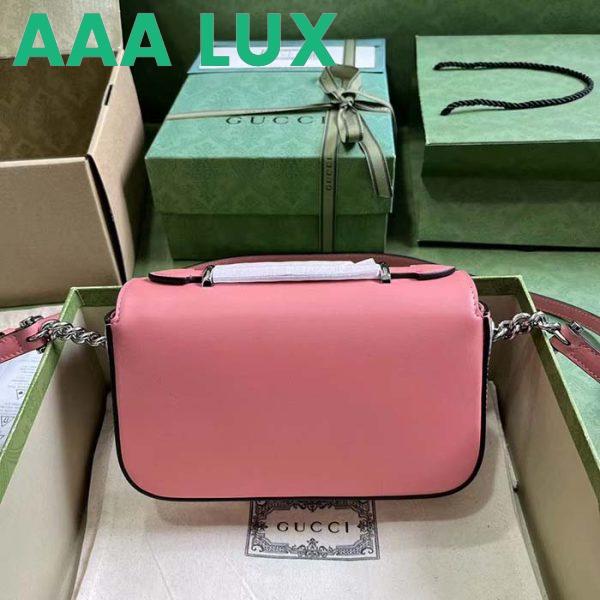 Replica Gucci Women Petite GG Mini Shoulder Bag Pink Leather Double G 4