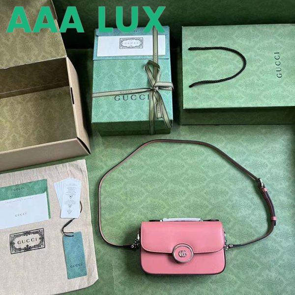 Replica Gucci Women Petite GG Mini Shoulder Bag Pink Leather Double G 11