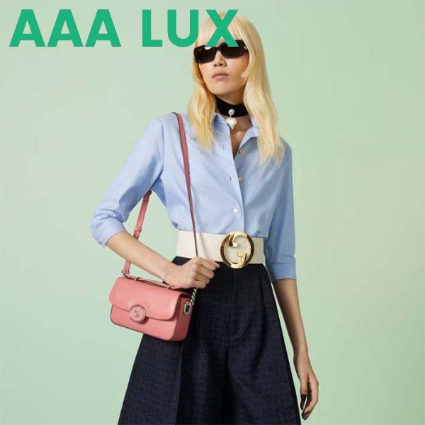 Replica Gucci Women Petite GG Mini Shoulder Bag Pink Leather Double G 13