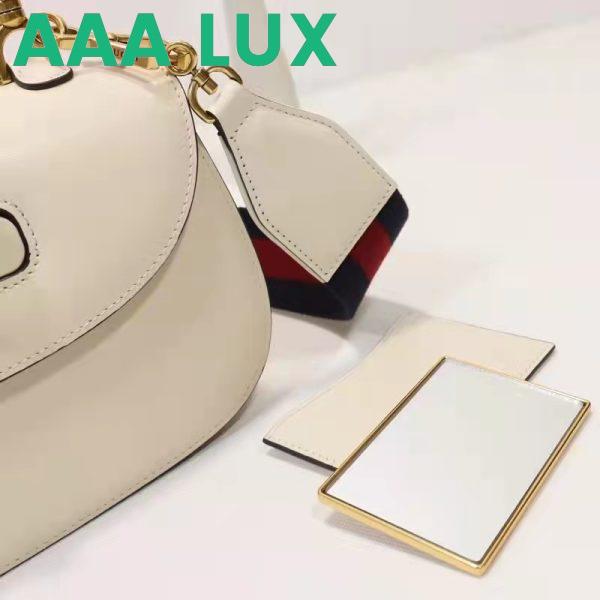 Replica Gucci Women GG Small Top Handle Bag Bamboo White Leather 10