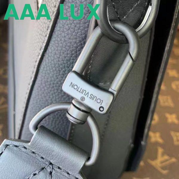Replica Louis Vuitton Unisex LV Aerogram Takeoff Messenger Black Grained Calf Leather 8