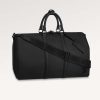 Replica Louis Vuitton Unisex Keepall Bandoulière 50 Travel Bag Black LV Aerogram Cowhide Leather