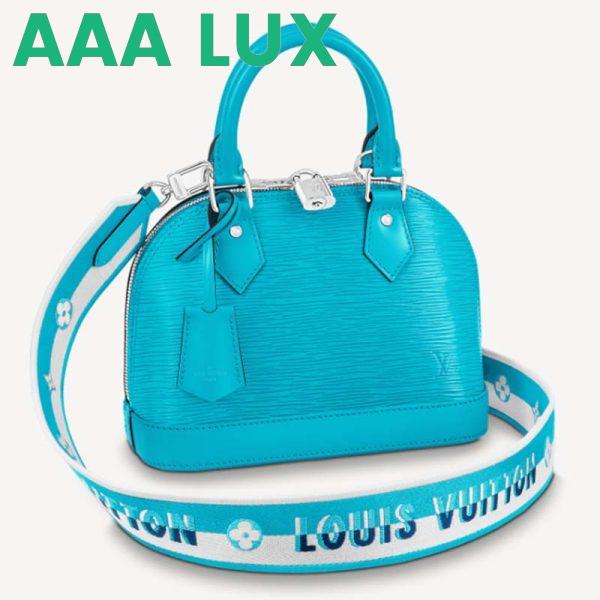 Replica Louis Vuitton LV Women Alma BB Handbag Turquoise Blue Epi Grained Cowhide Leather