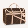 Replica Louis Vuitton Unisex Dog Bag Carrier Brown Monogram Coated Canvas Cowhide Leather